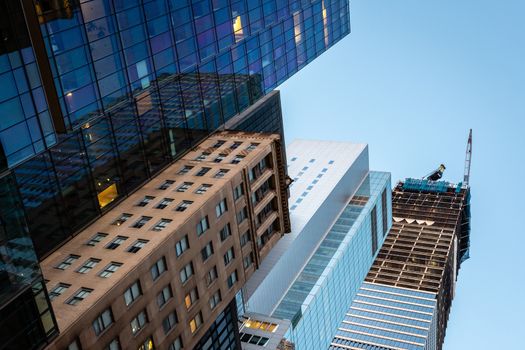 Low angle view of skyscrapers in the Financial District of New York, USA - Image