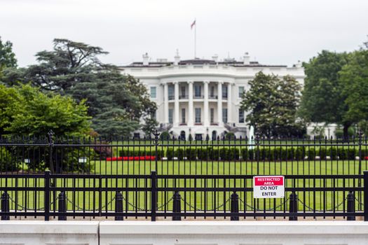 Barriers and fencing in front of the White House in Washington DC