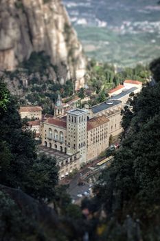 Santa Maria de Montserrat Monastery. View from the mountains.