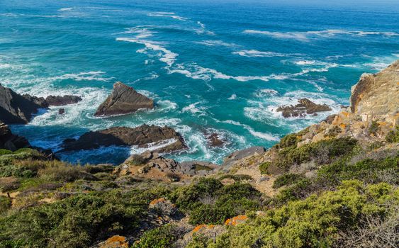 Atlantic rocky coast view, Alentejo, Portugal.