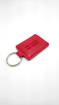 MANILA, PH - JUNE 23 - Hotel sogo red leather keychain on June 23, 2020 in Manila, Philippines.