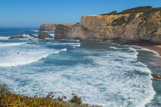 Atlantic beach view, Aljezur, Algarve west, Costa Vicentina, Portugal.