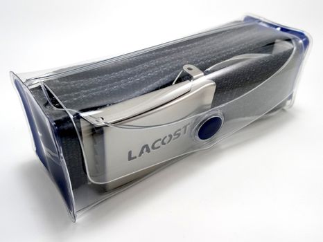 MANILA, PH - JUNE 23 - Lacoste navy blue belt strap and buckle on June 23, 2020 in Manila, Philippines.