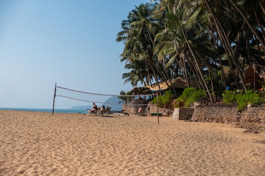 Volleyball net on the Colva beach, Goa, India