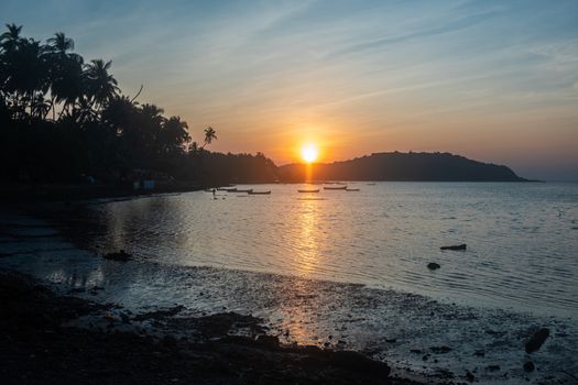 Sunset on the coast of Goa, India