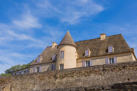 Dordogne, France - August 16, 2019: The Castle of the gardens of the Jardins de Marqueyssac in the Dordogne region of France