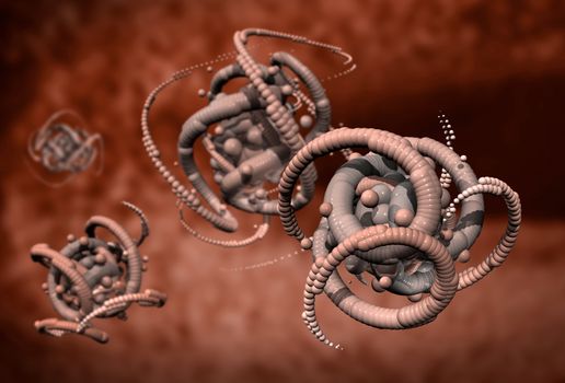 New alien virus formations spreading in organism 3D