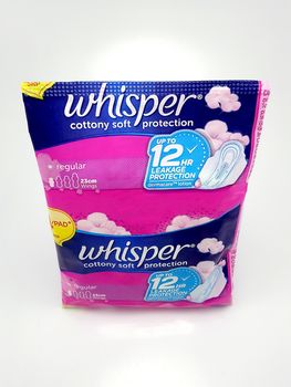 MANILA, PH - JUNE 23 - Whisper cottony soft protection menstrual pad on June 23, 2020 in Manila, Philippines.