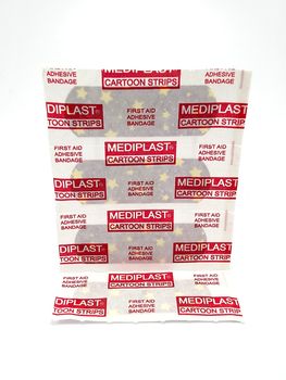 MANILA, PH - JUNE 23 - Mediplast cartoon strip first aid adhesive bandage on June 23, 2020 in Manila, Philippines.