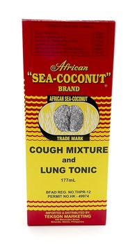 MANILA, PH - JUNE 23 - African sea coconut brand cough mixture and lung tonic syrup on June 23, 2020 in Manila, Philippines.