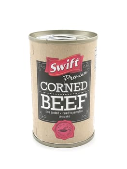 MANILA, PH - JUNE 23 - Swift premium corned beef can on June 23, 2020 in Manila, Philippines.