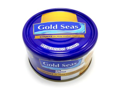 MANILA, PH - JUNE 23 - Gold seas tuna chunks mild Indian curry can on June 23, 2020 in Manila, Philippines.