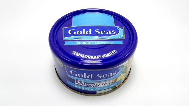 MANILA, PH - JUNE 23 - Gold seas tuna chunks in spring water can on June 23, 2020 in Manila, Philippines.