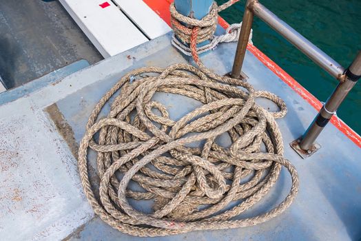 Rope ladder on the ship.