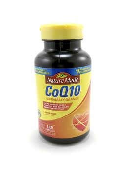 MANILA, PH - JUNE 23 - Natural made coq10 naturally orange bottle on June 23, 2020 in Manila, Philippines.