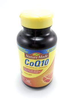 MANILA, PH - JUNE 23 - Natural made coq10 naturally orange bottle on June 23, 2020 in Manila, Philippines.