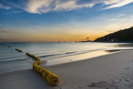 buoyancy on the beach, sign warning dangerous.