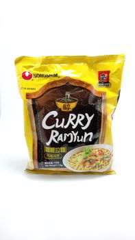 MANILA, PH - JUNE 23 - Nongshim curry ramyun ramen noodles on June 23, 2020 in Manila, Philippines.