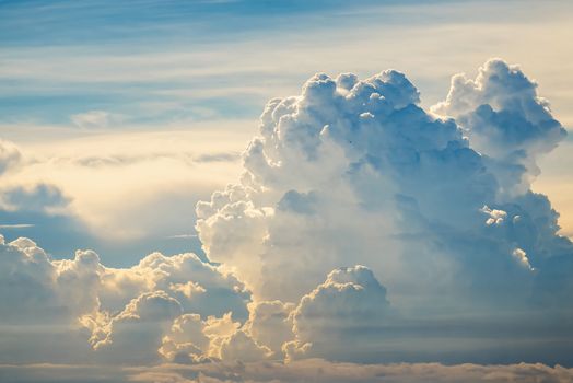 Colorful dramatic sky with cloud at sunset.