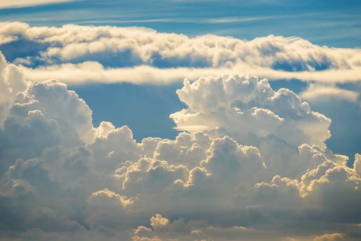 Colorful dramatic sky with cloud at sunset.