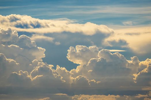 Colorful dramatic sky with cloud at sunset.