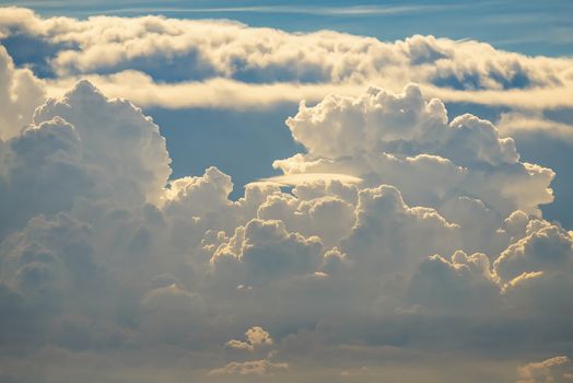 Colorful dramatic sky with cloud at sunset.