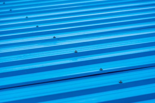 Blue painted metal roof as an abstract background