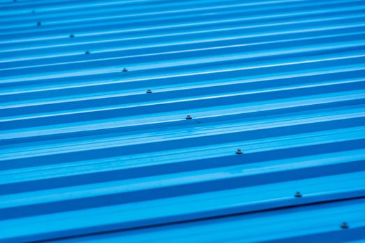 Blue painted metal roof as an abstract background