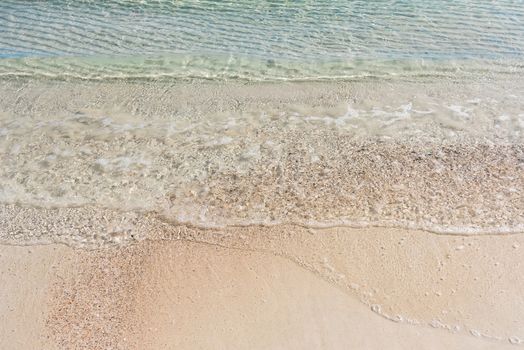 Beach and sea background, Sand and bubble, wave. Soft wave on sandy beach. Background.