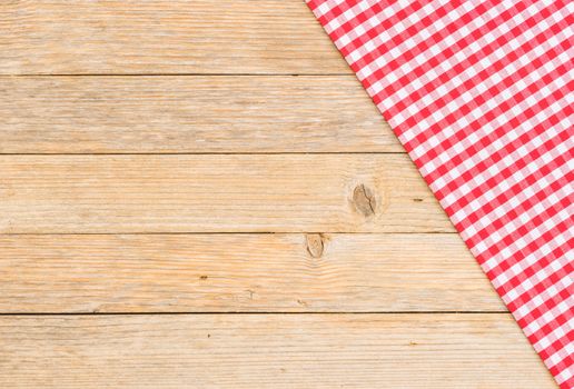 Table background with rustic red tablecloth and serving size