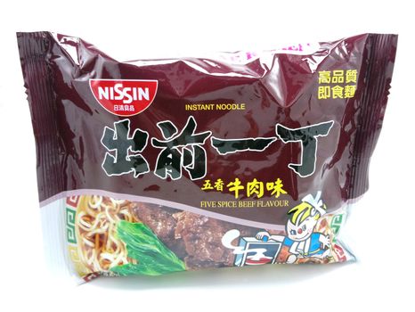 MANILA, PH - JUNE 23 - Nissin five spice beef flavor noodles on June 23, 2020 in Manila, Philippines.