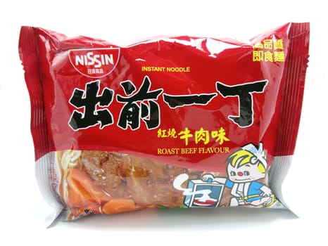 MANILA, PH - JUNE 23 - Nissin roast beef flavor noodles on June 23, 2020 in Manila, Philippines.