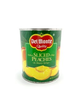 MANILA, PH - JUNE 23 - Del Monte sliced peaches can on June 23, 2020 in Manila, Philippines.