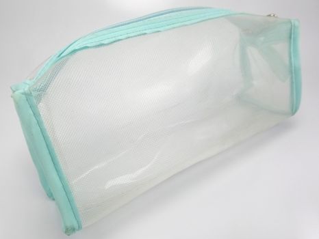 Green mesh portable transparent clear carry bag use to put toiletries item