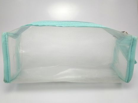 Green mesh portable transparent clear carry bag use to put toiletries item