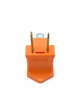Orange two prong electrical plug to insert on outlet