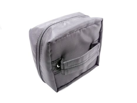 Black portable toiletries travel organizer use to put items like toothbrush,toothpaste, soap, and others