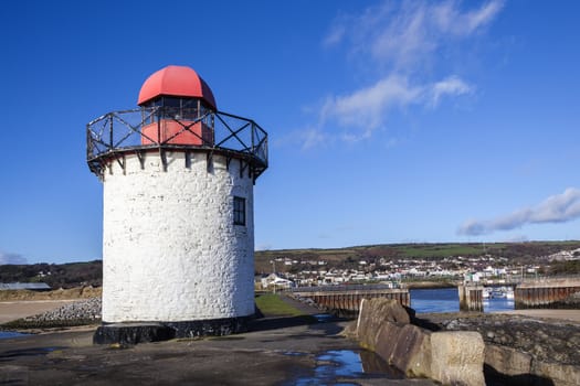 Georgian Lighthouse at Burry Port, Carmarthenshire Wales, near the Gower Peninsula at the Loughor Estuary