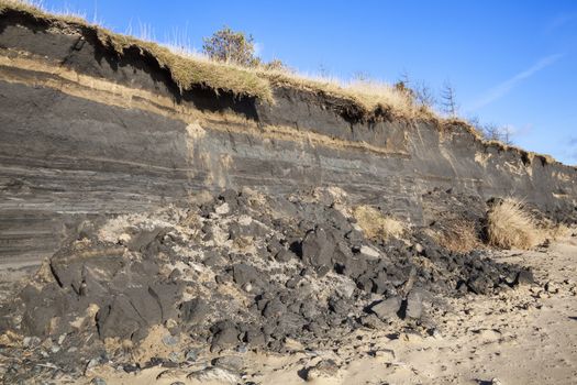 Coastal erosion at the beach of Burry Port Carmarthenshire Wales UK