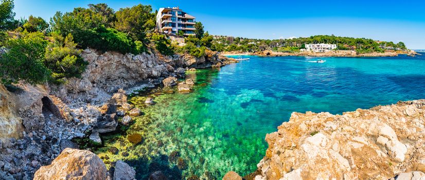 Beautiful bay at the coast of Calvia on Mallorca island, Spain Mediterranean Sea