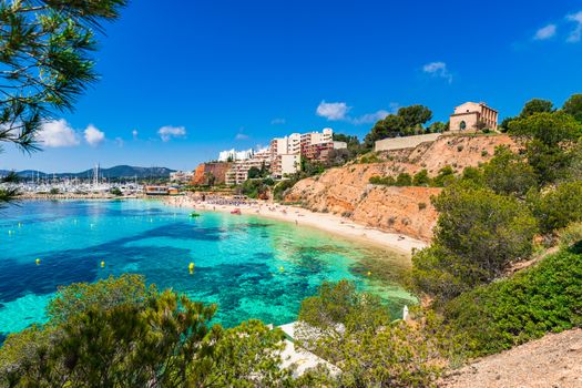 Beach of Puerto Portals Nous on Mallorca island, Spain Mediterranean Sea