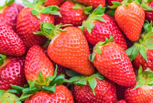 Close-up of red fresh strawberries