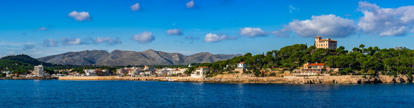 Beautiful panorama view of the coast in Cala Rajada on Majorca island, Spain Mediterranean Sea