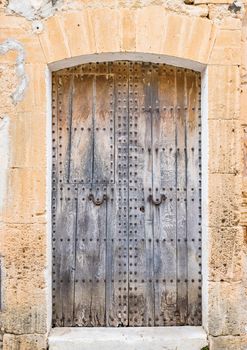 Close-up of old weathered wood door