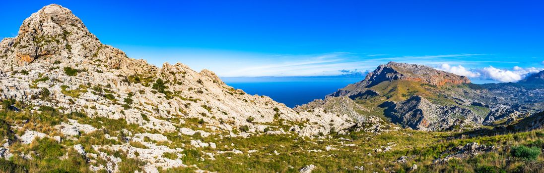 Spain Majorca island, mountain landscape panorama of Sierra de Tramuntana