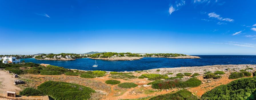 Panorama view of coast on Mallorca, beautiful seaside of Cala D'Or, Spain Balearic Islands