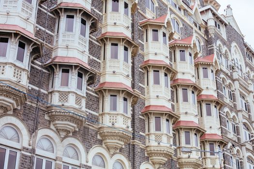 Mumbai, India - 5 August 2017: Architectural detail of the Taj Mahal Palace in Mumbai, India