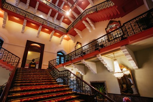 Mumbai, India - 5 August 2017: The opulent surroundings and interior of the Taj Mahal Palace in Mumbai, India