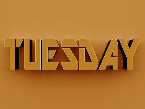 3D Text - Tuesday on yellow background