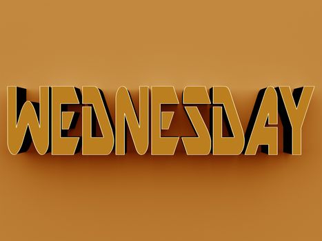 3D Text - Wednesday on yellow background